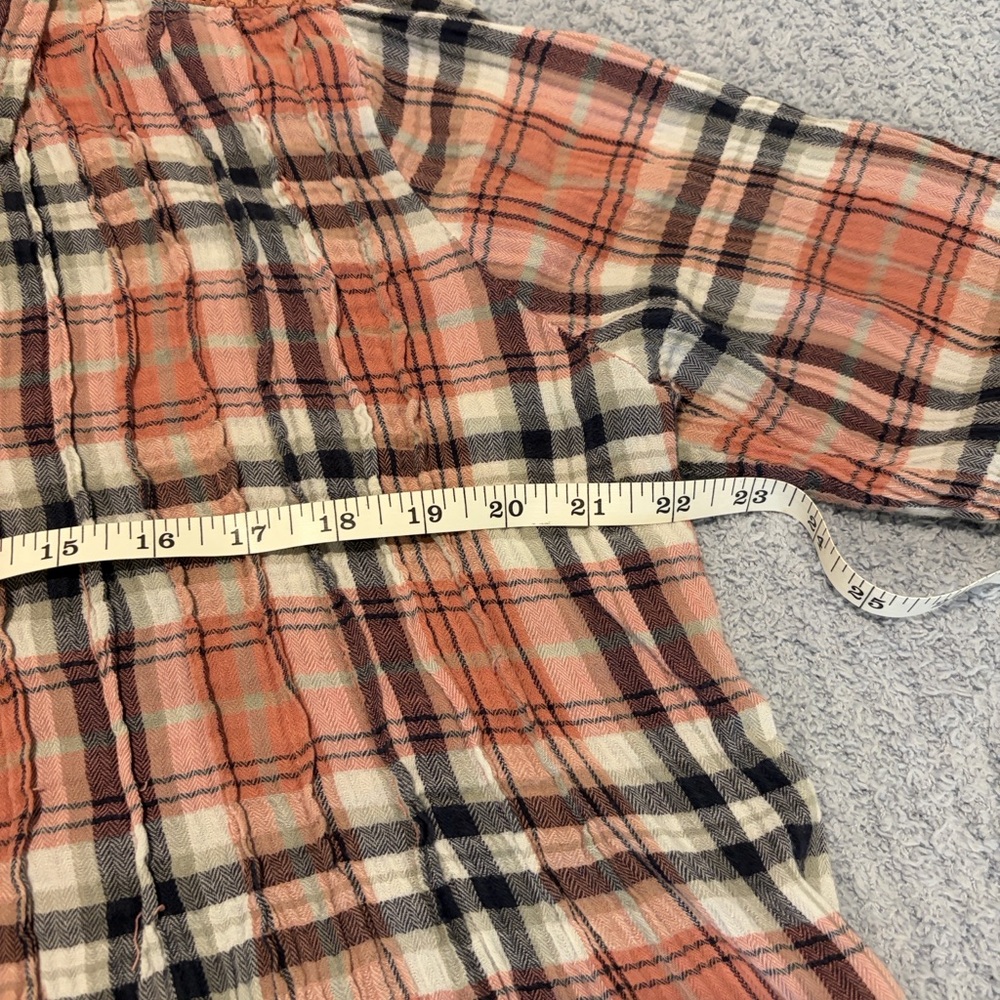 Plaid Button-Up Shirt - Red and Blue With a Lace Shoulder Inset! - Picture 6 of 7